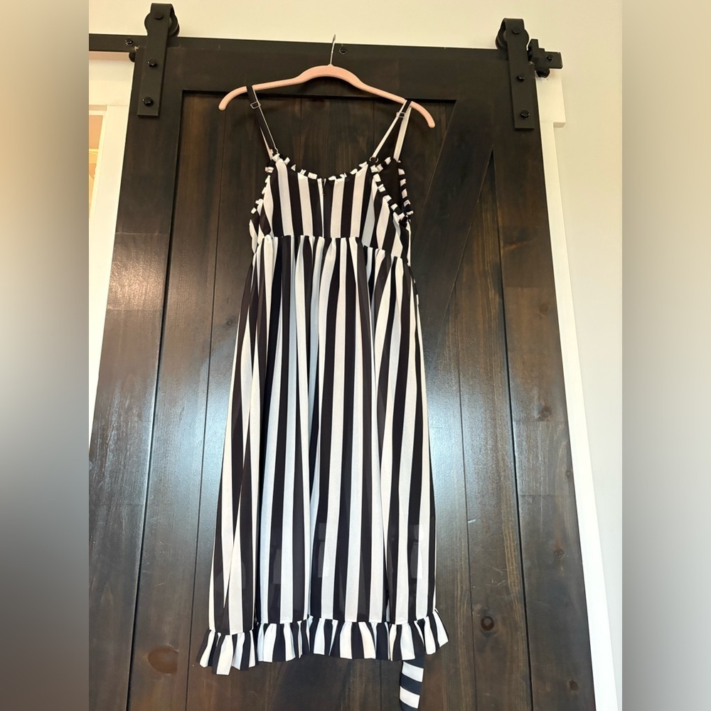 Sourpuss Black & White Striped Hi Lo Dress - Picture 3 of 3